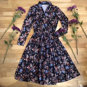 Vintage 70s pleated floral dress